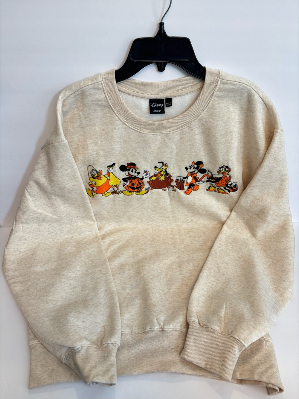 Disney Mickey & Friends Halloween Characters Embroidered Crewneck Sweatshirt  L